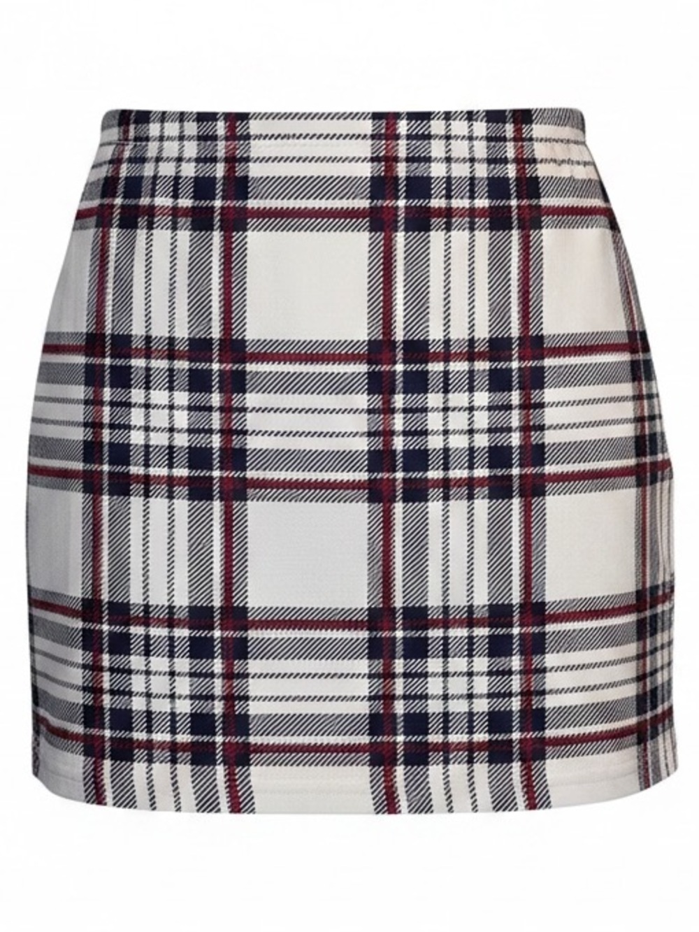 SHEIN Tartan Slit Hem Mini Skirt SHEIN Essnce Collect. WHT,Red, BLK plaid SZ LG